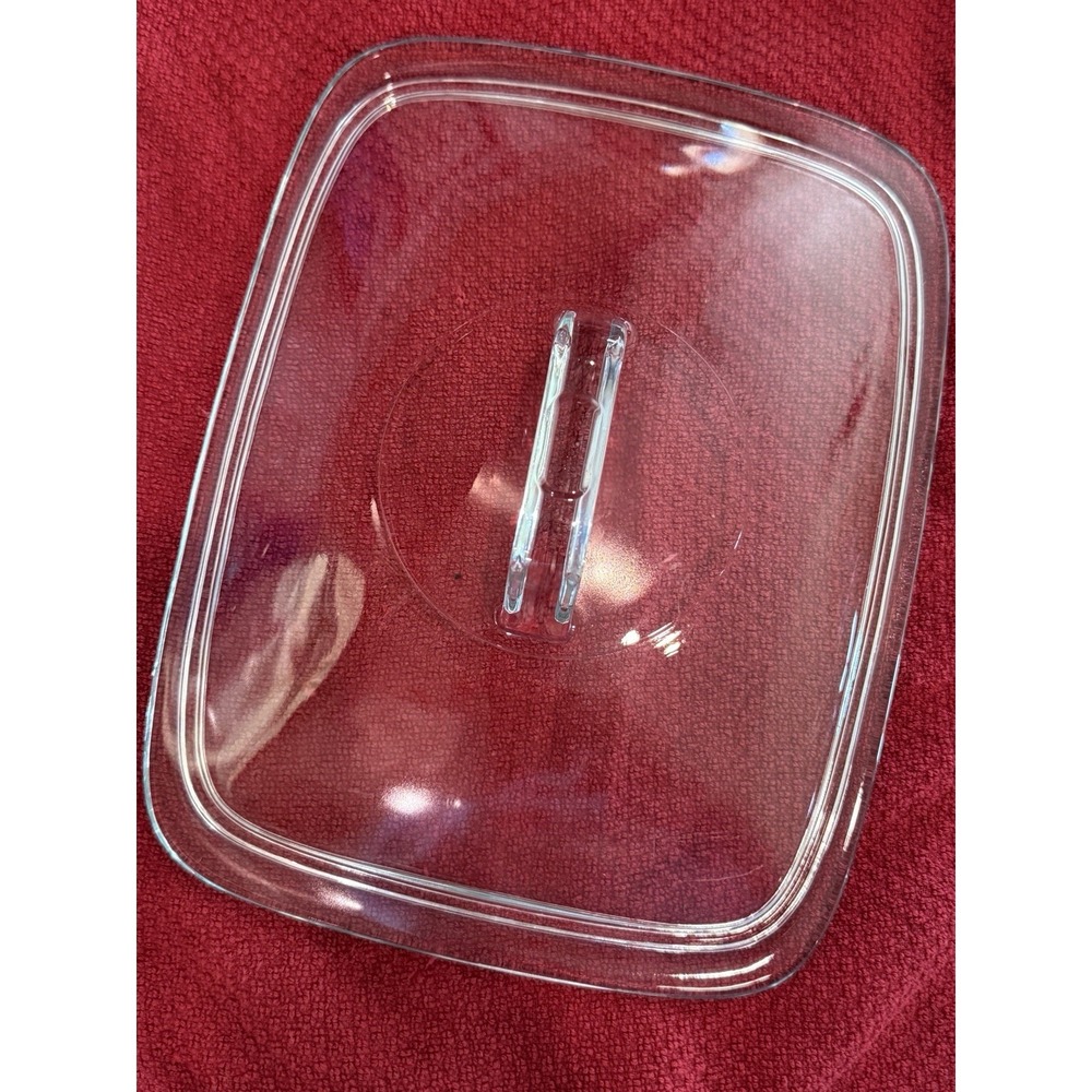 Pyrex Clear Rectangular Replacement Glass Lid 21 C-624 Long Handle USA Excellent